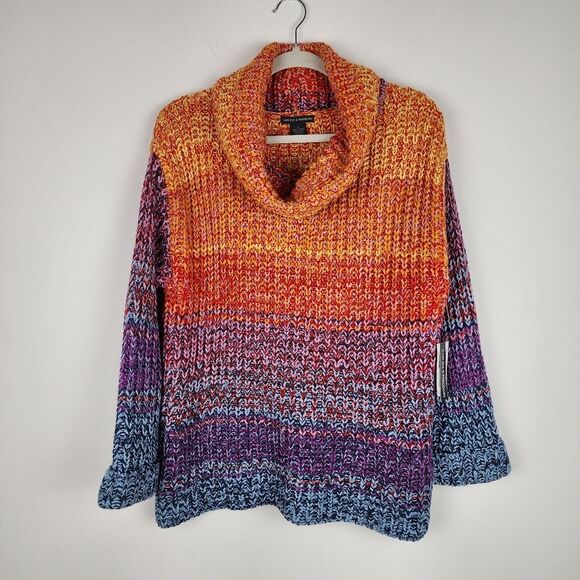Chelsea & Theodore Multicolor Knit Cowl Neck Sweater Size L - Picture 13 of 16
